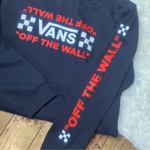 Men’s Vans Black Hoodie Off the Wall Red Sleeve Graphic. Like new.